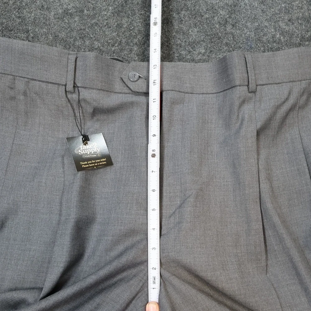Stafford Dress Pants Mens 44x32 Gray Excellent Pleated‎ Worsted Wool Blend